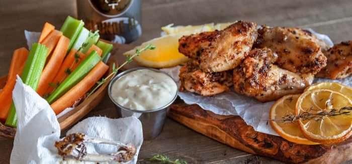 Chicken Wings on a cedar grilling plank