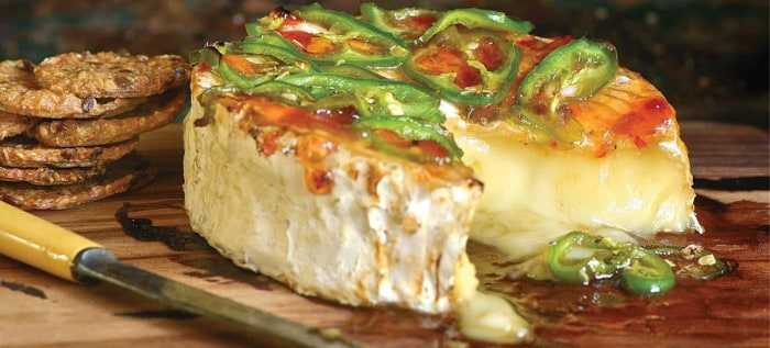 Camembert on a grilling plank