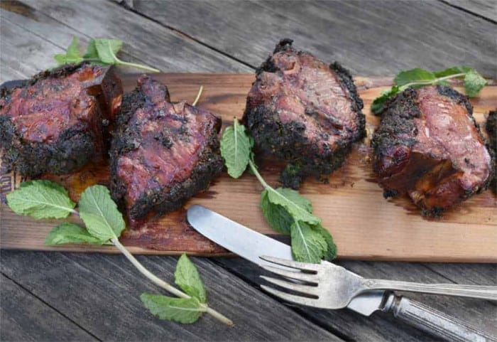 Cedar Planked Lamb Chops With Mint Gremolata