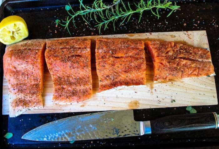 Cedar Plank Wood with Rainbow Trout