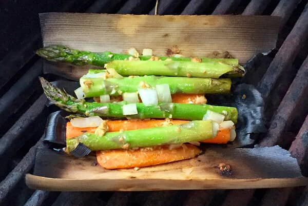 Asparagus with Carrots Smoked in a Natural Wood Wrap