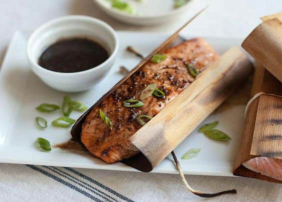 salmon fish in a grilling wrap