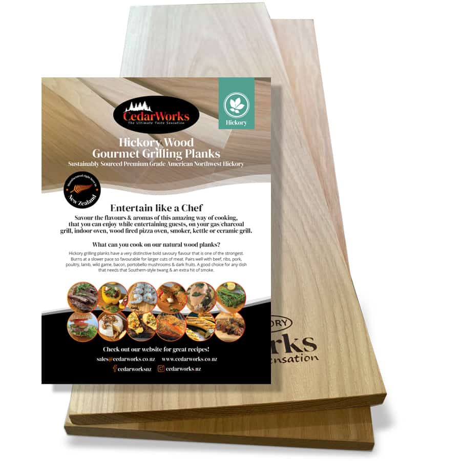 Hickory Wood Gourmet Grilling Planks 45cm 2 Pack Cedar Works